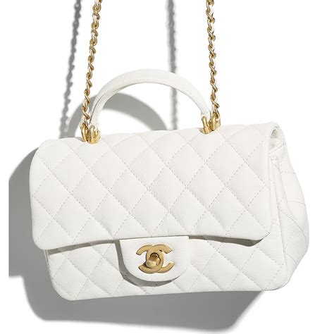 white chanel bag with handle|chanel top handle flap bag.